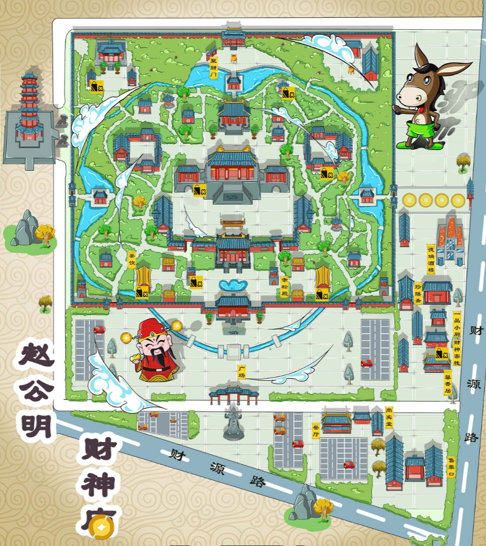 前海街道寺庙类手绘地图
